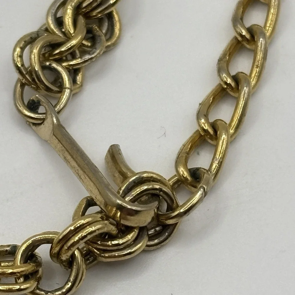 Vintage Gold Tone Chain Fringe Tassel Statement Necklace 24